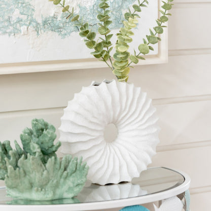 Wazon ceramiczny imitacja piasku biały mały J-Line