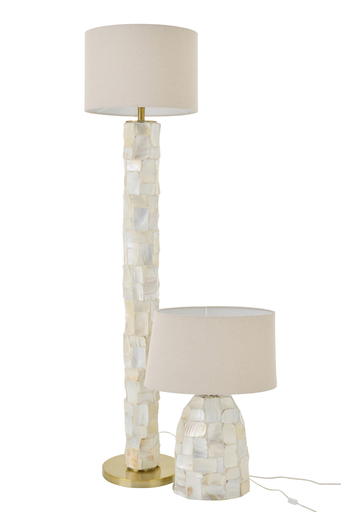 Lampa podłogowa Efekt perłowy Muszli Błotnisto-biały/Jasnobeżowy J-Line