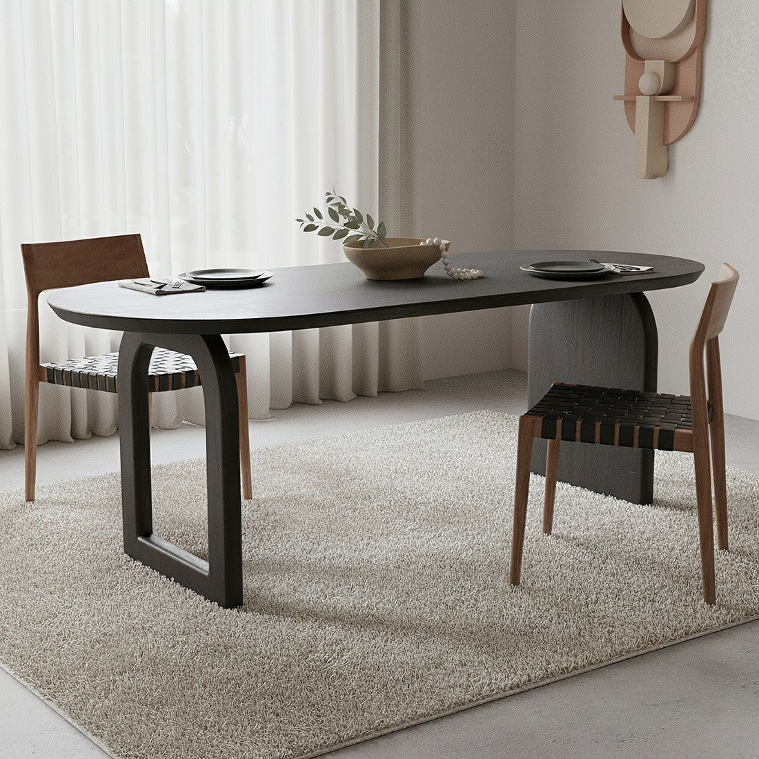 Stół do jadalni Bullnose Mix Czarny 180cm Surowe Materiały