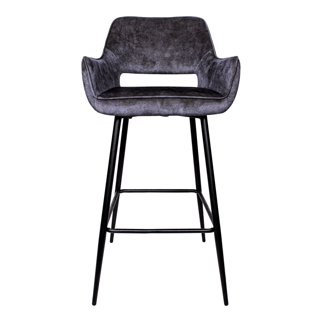 Zestaw 2 hokerów Fallon Velvet Anthracite z czarnymi metalowymi nogami PTMD