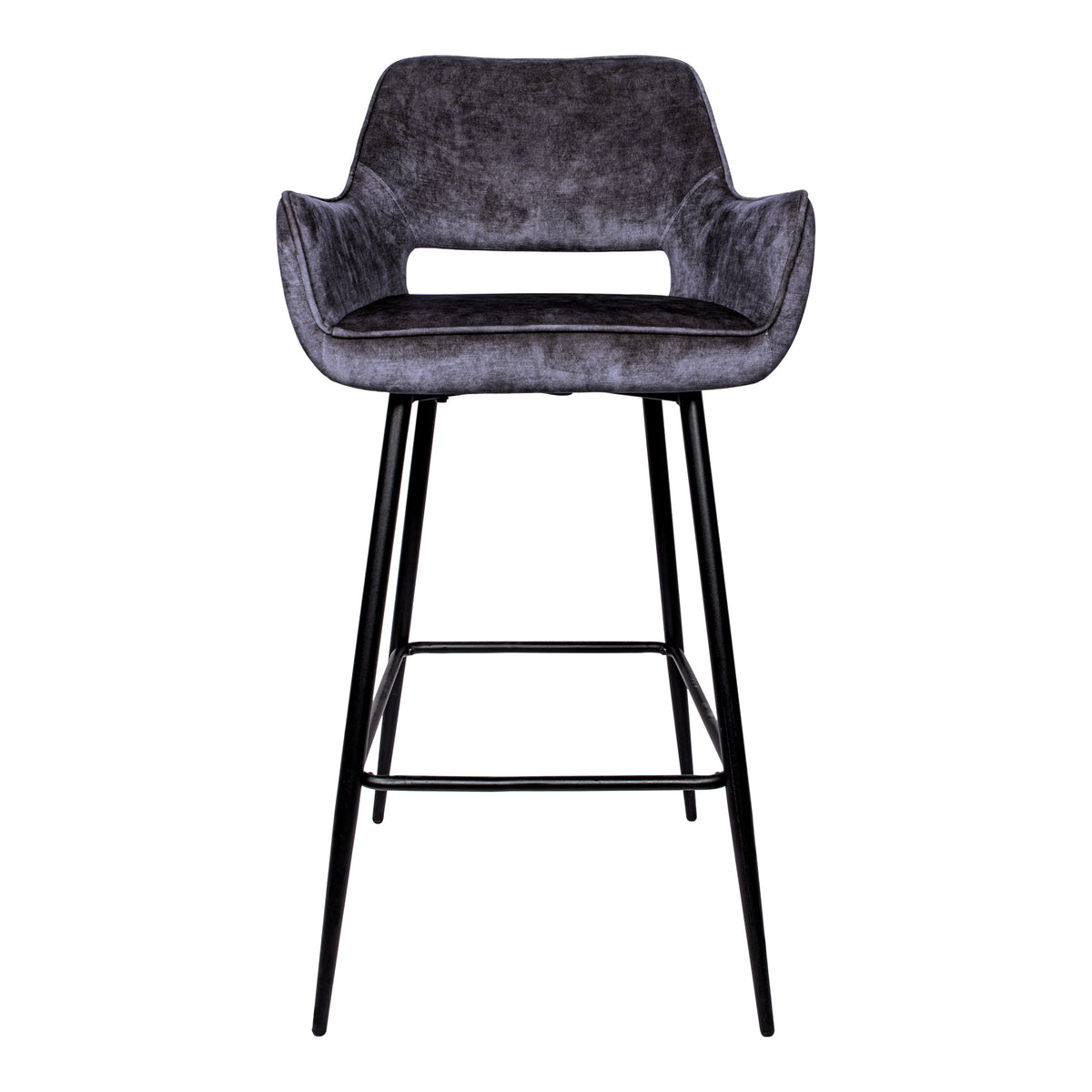 Zestaw 2 hokerów Fallon Velvet Anthracite z czarnymi metalowymi nogami PTMD
