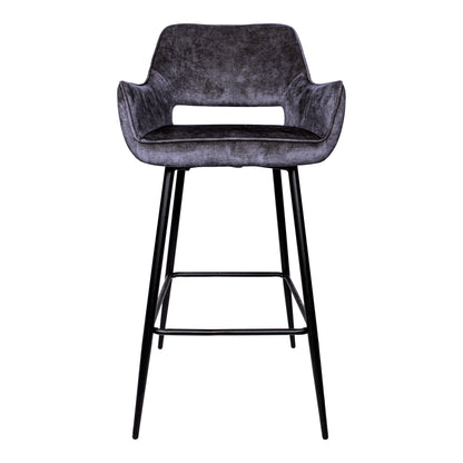 Zestaw 2 hokerów Fallon Velvet Anthracite z czarnymi metalowymi nogami PTMD