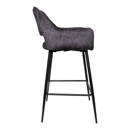 Zestaw 2 hokerów Fallon Velvet Anthracite z czarnymi metalowymi nogami PTMD
