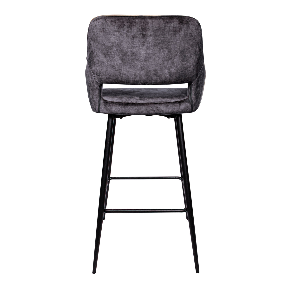 Zestaw 2 hokerów Fallon Velvet Anthracite z czarnymi metalowymi nogami PTMD