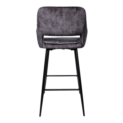 Zestaw 2 hokerów Fallon Velvet Anthracite z czarnymi metalowymi nogami PTMD