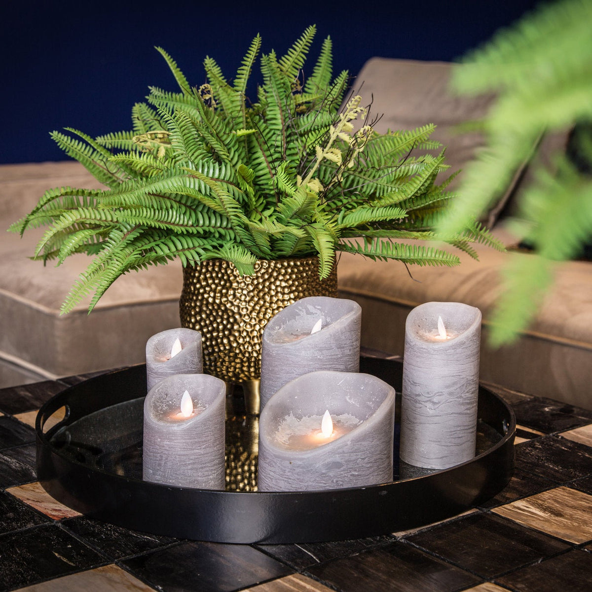 Zestaw 5 świec LED Rustic Suede Grey PTMD