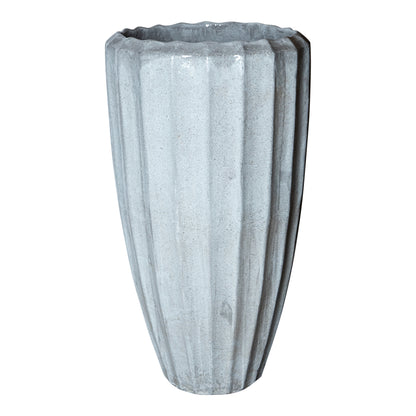 Olver White ceramiczna doniczka, żebrowana struktura, okrągła, L, PTMD