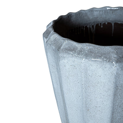 Olver White ceramiczna doniczka, żebrowana struktura, okrągła, L, PTMD