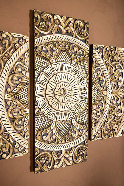 Panel ścienny Sharlene - 180x90cm - MDF - Złoty PTMD