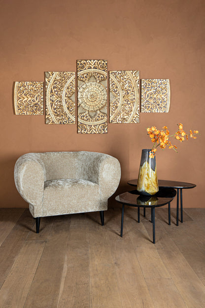Panel ścienny Sharlene - 180x90cm - MDF - Złoty PTMD