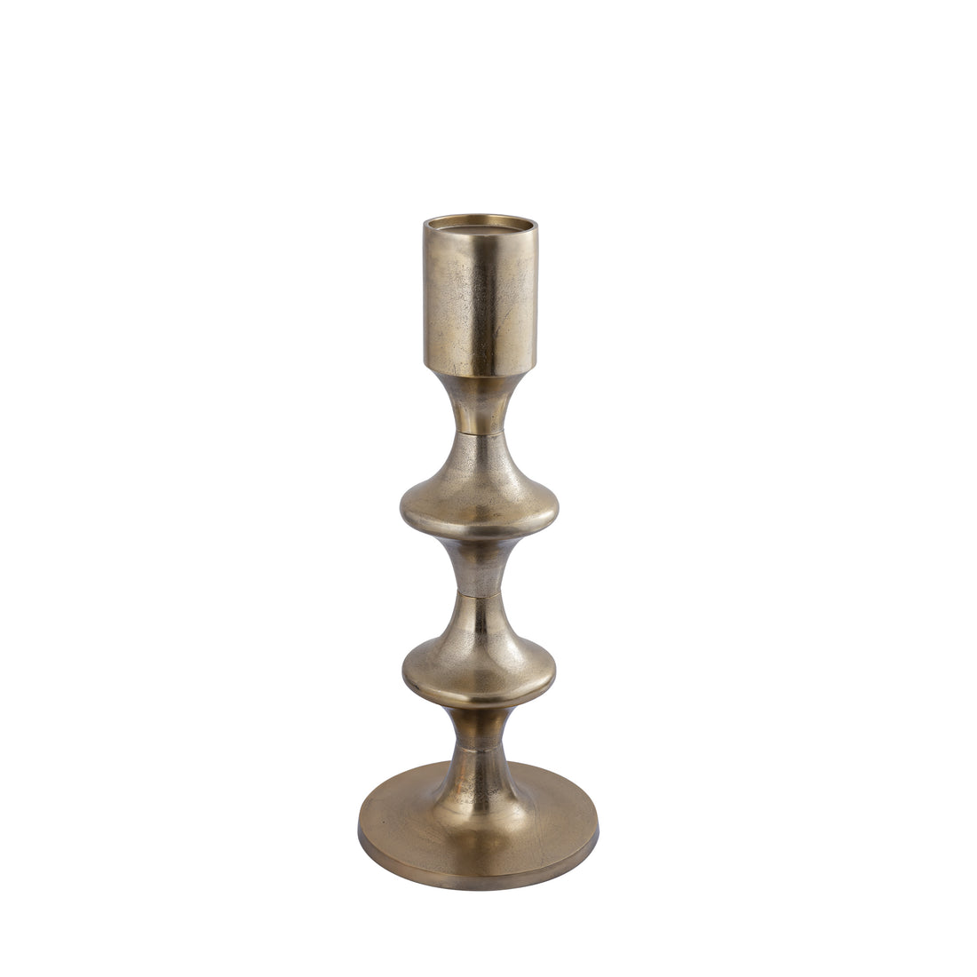Taika Gold aluminiowy okrągły świecznik na tabliczkach niski H73cm PTMD