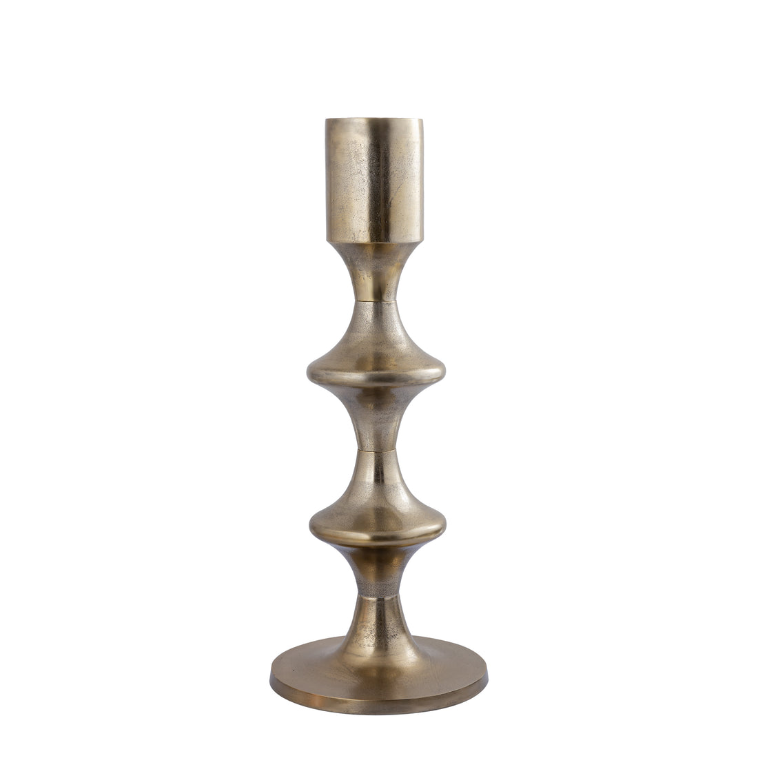 Taika Gold aluminiowy okrągły świecznik na tabliczkach niski H73cm PTMD