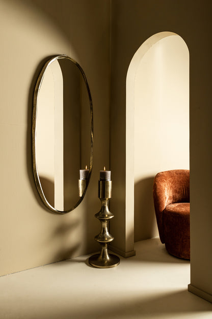 Taika Gold aluminiowy okrągły świecznik na tabliczkach niski H73cm PTMD
