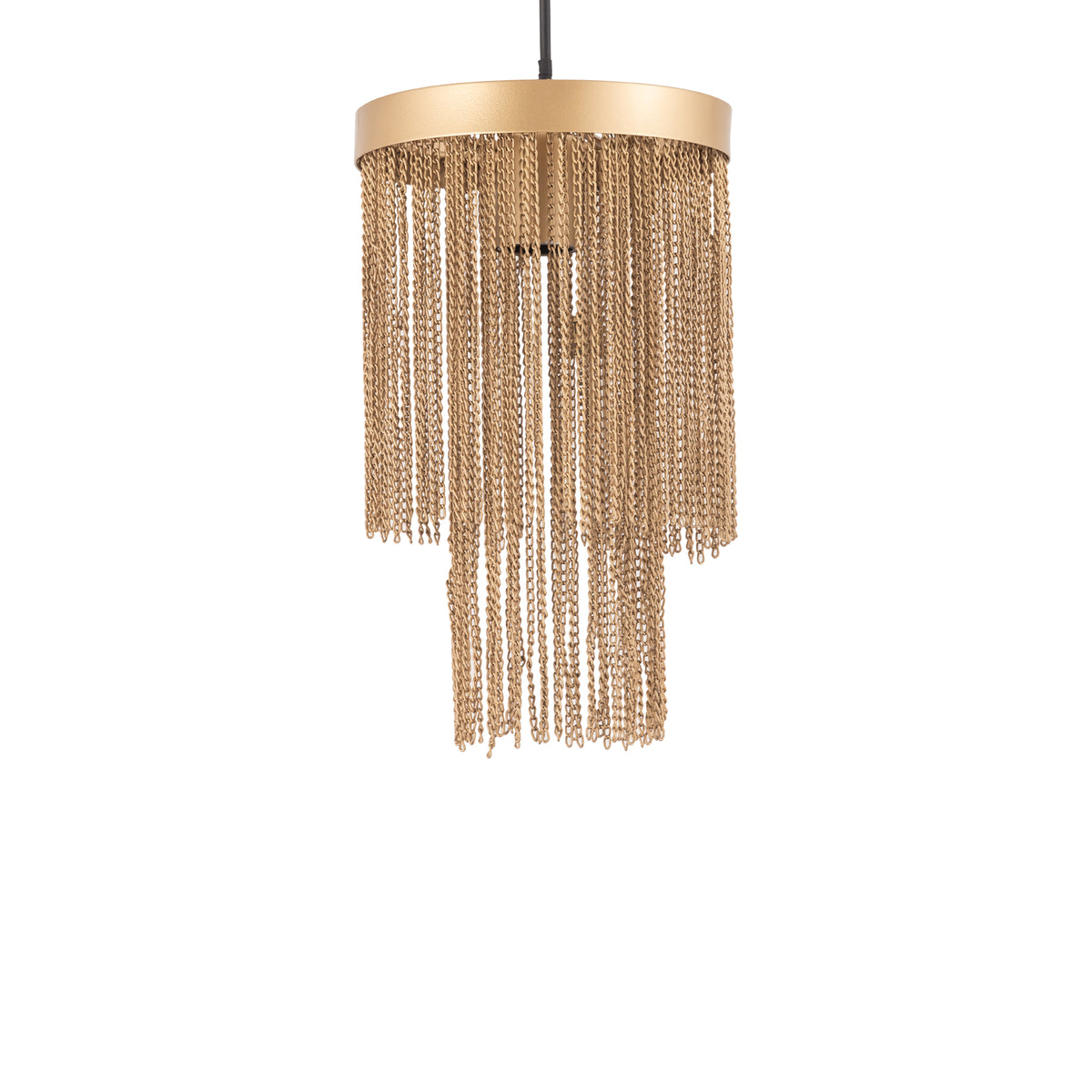 Brenton Złota żelazna lampa wisząca z łańcuchami okrągła S PTMD