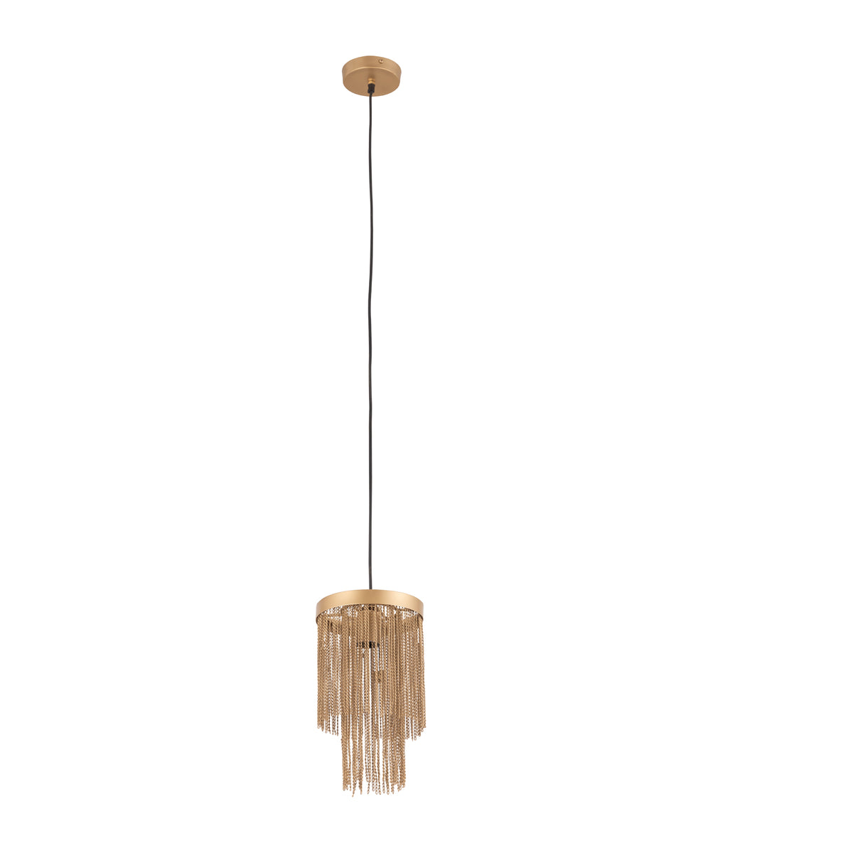 Brenton Złota żelazna lampa wisząca z łańcuchami okrągła S PTMD