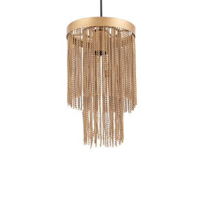 Brenton Złota żelazna lampa wisząca z łańcuchami okrągła S PTMD