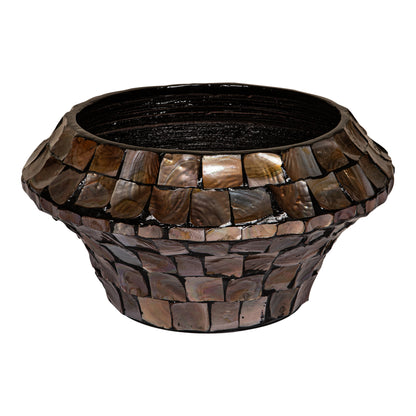 Daven Złoty Brąz Poly Shell Doniczka Bambusowa Okrągła Niska S 41x41x20cm PTMD