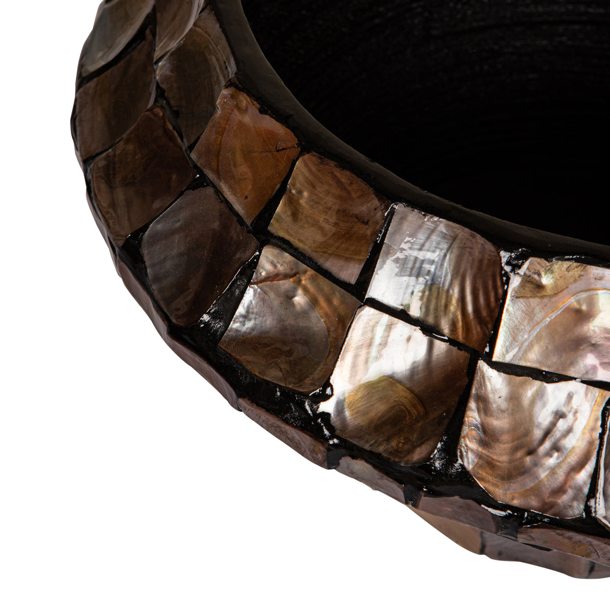 Daven Złoty Brąz Poly Shell Doniczka Bambusowa Okrągła Niska S 41x41x20cm PTMD