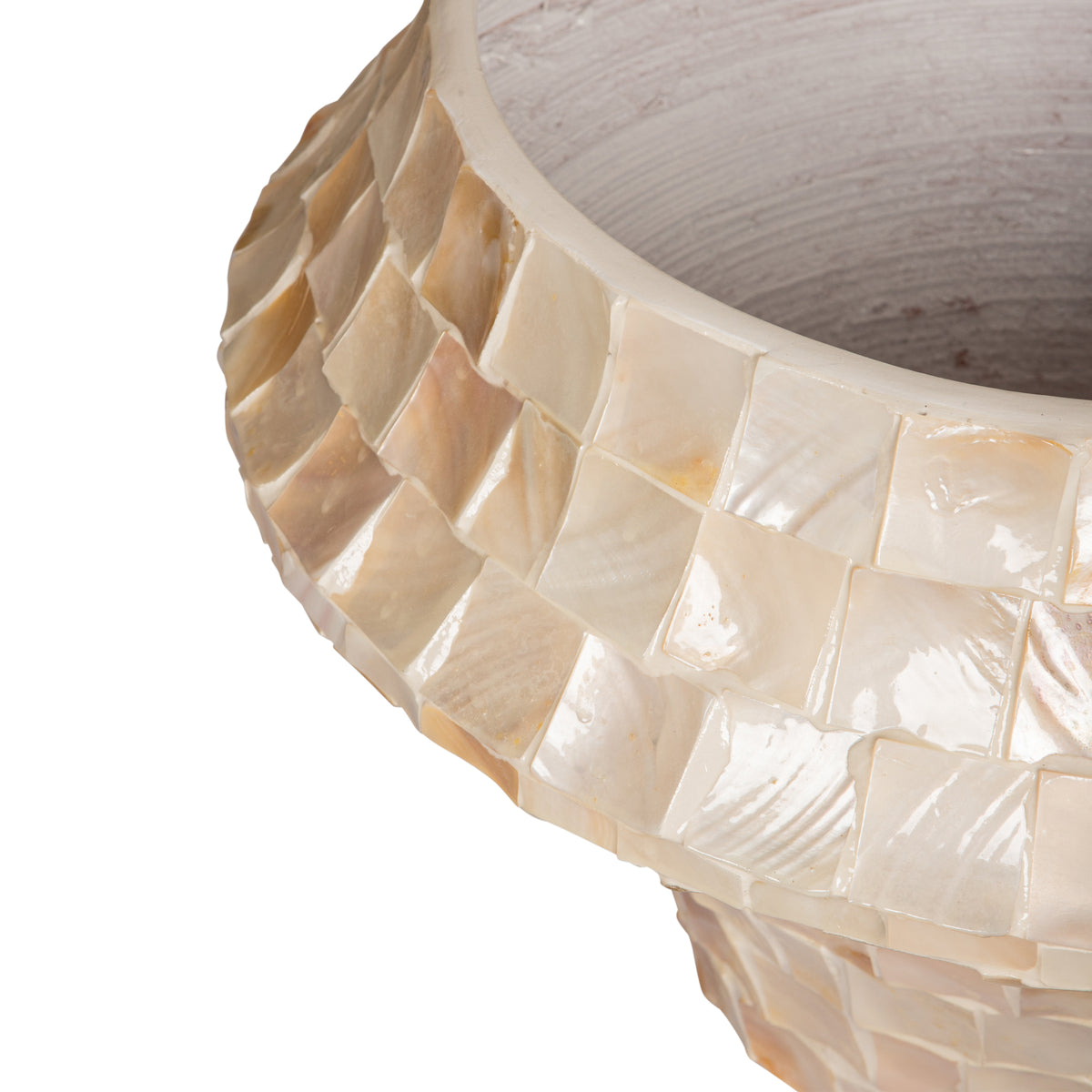 Daven Cream Poly Shell Bamboo Doniczka Okrągła Niska Duża PTMD