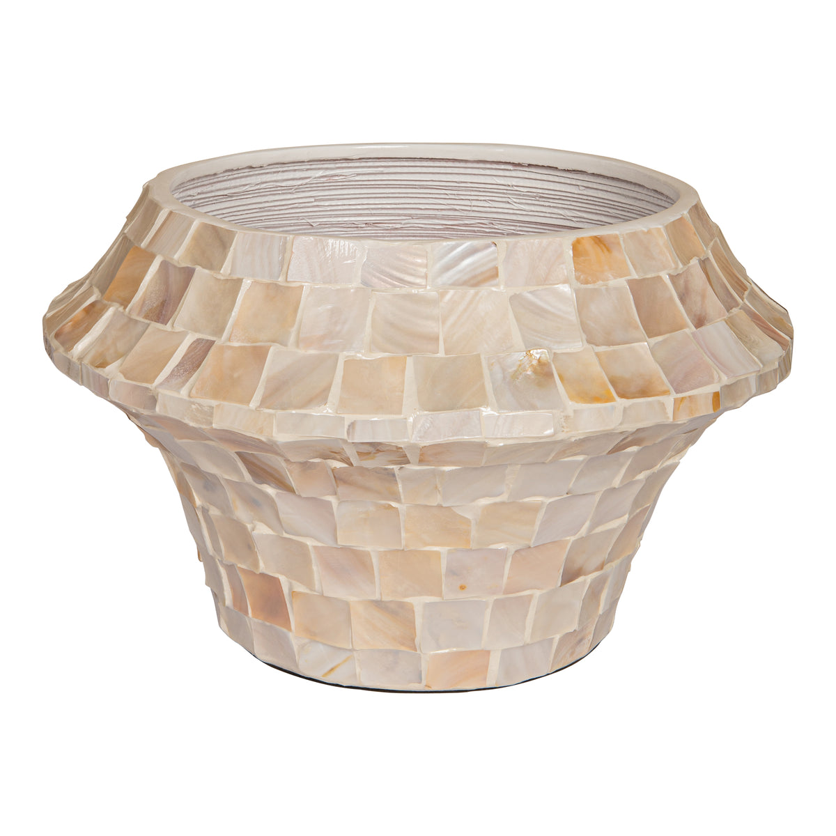 Daven Cream Poly Shell Bamboo Doniczka Okrągła Niska Średnia PTMD