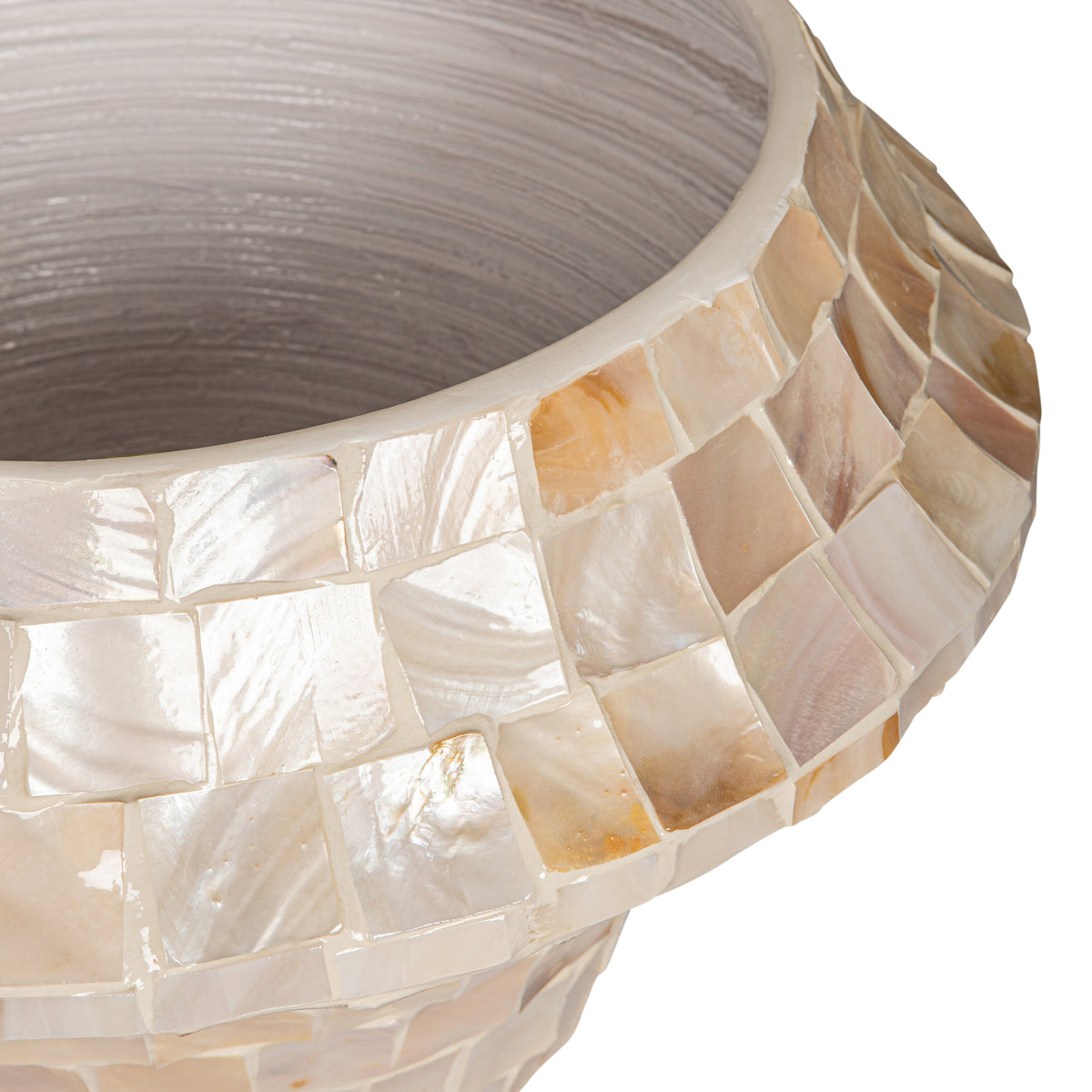 Daven Cream Poly Shell Bamboo Doniczka Okrągła Niska Średnia PTMD