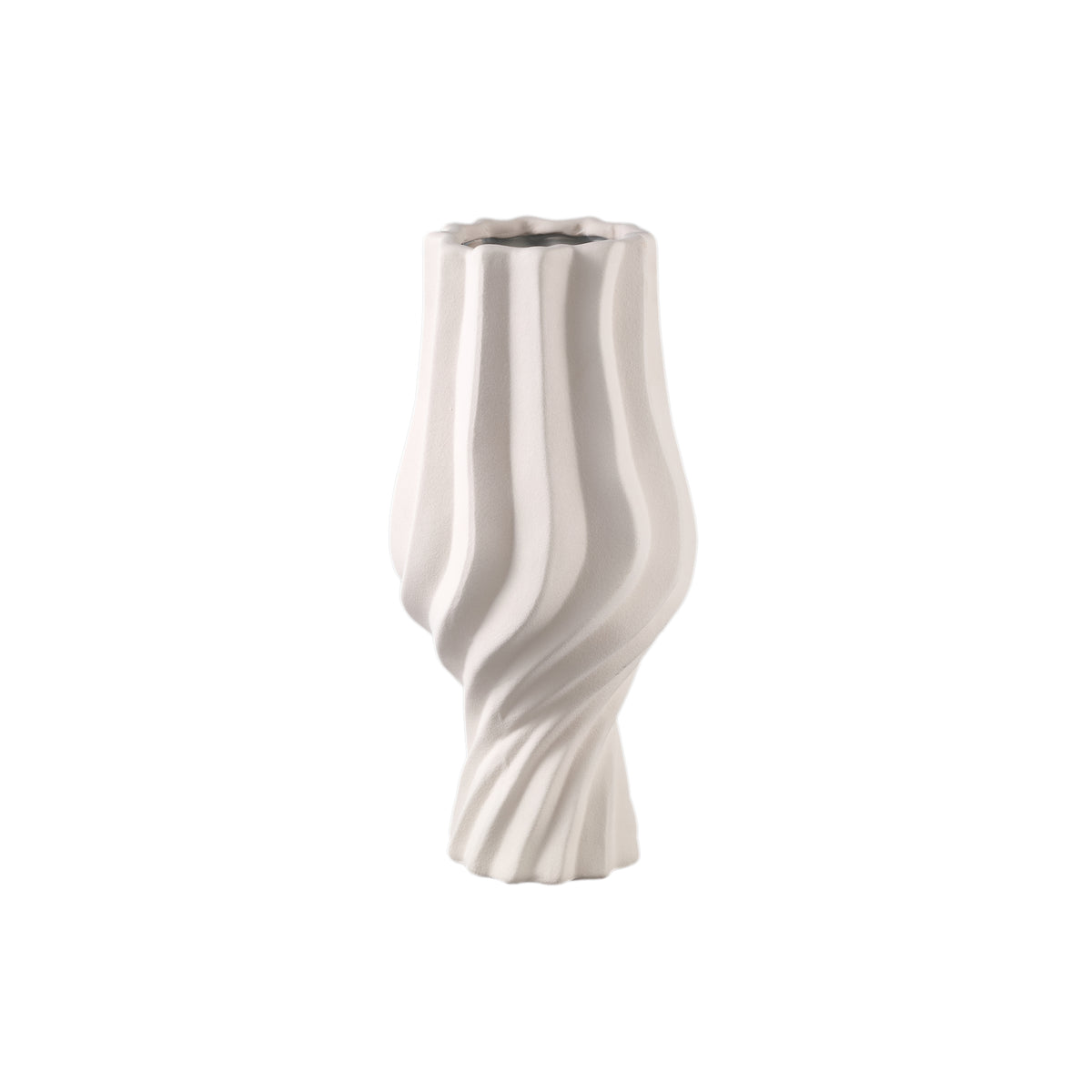 Clair Cream Ceramic Swirl Duży wazon PTMD