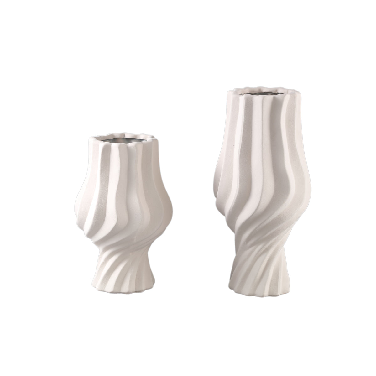 Clair Cream Ceramic Swirl Duży wazon PTMD