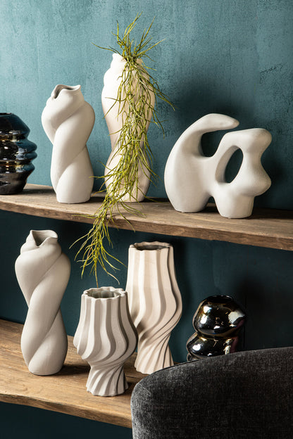 Clair Cream Ceramic Swirl Duży wazon PTMD