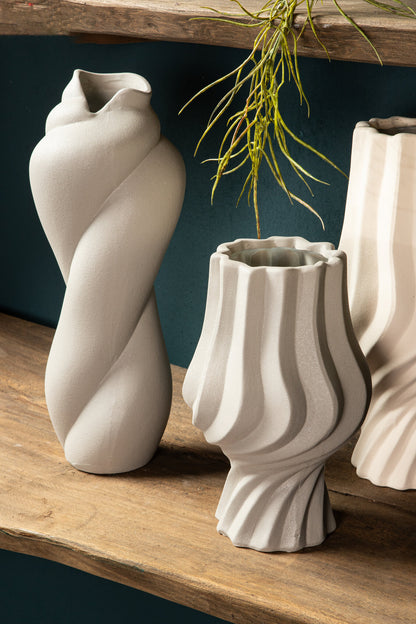 Clair Cream Ceramic Swirl Duży wazon PTMD
