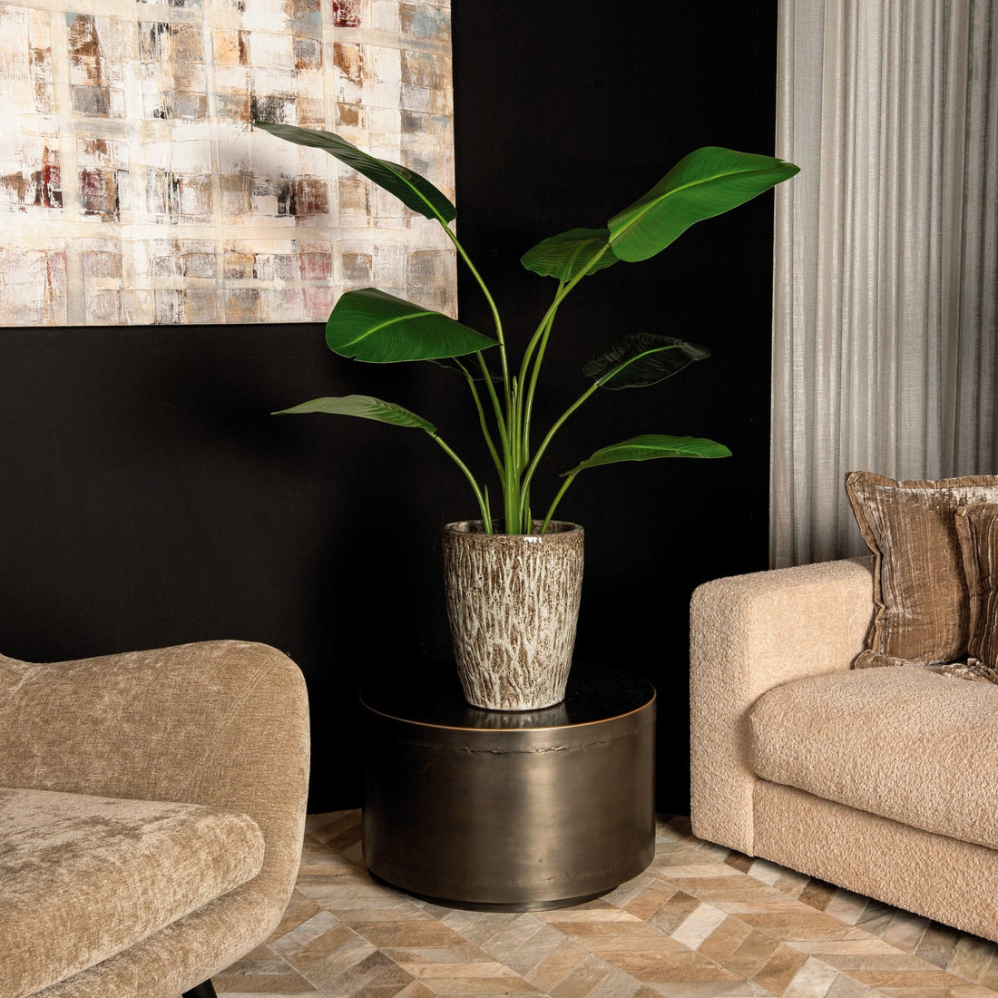 Roślina sztuczna Leaves Green PE Real Touch Strelitzia S 77x56x117cm PTMD
