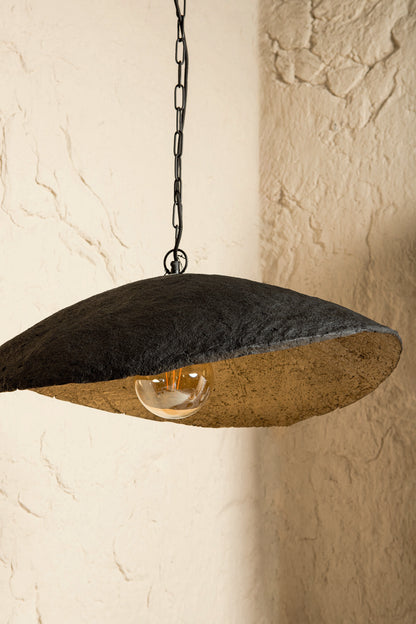 Majid Czarna Lampa Falista z Papieru Mache PTMD