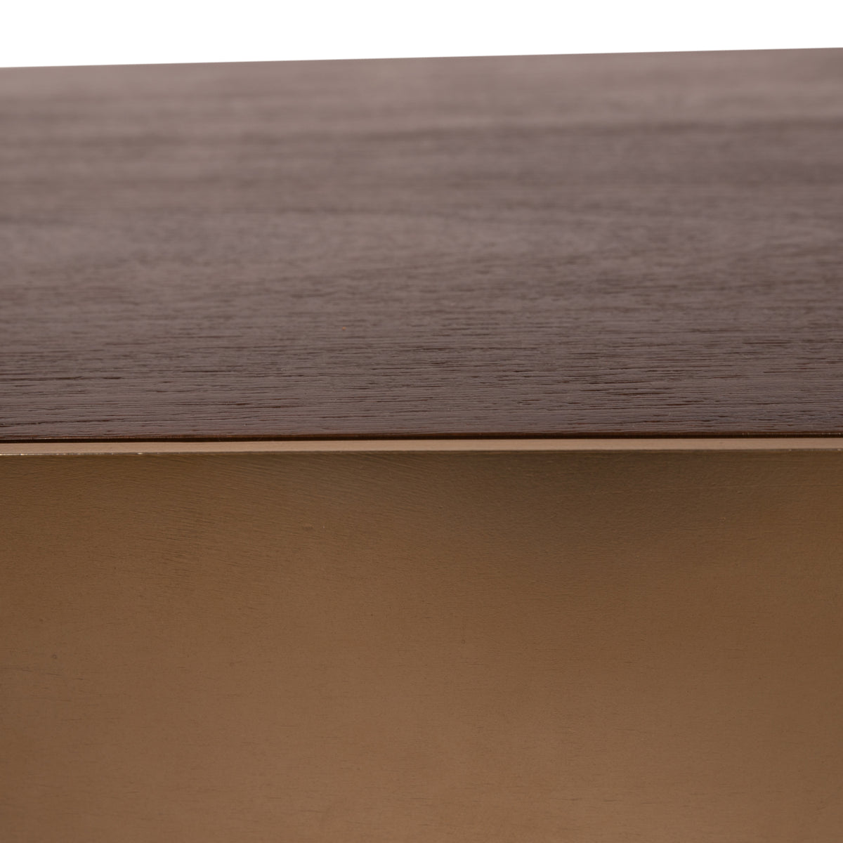 Stolik kawowy Warren 90x90x31 brązowe drewno złoty metal PTMD