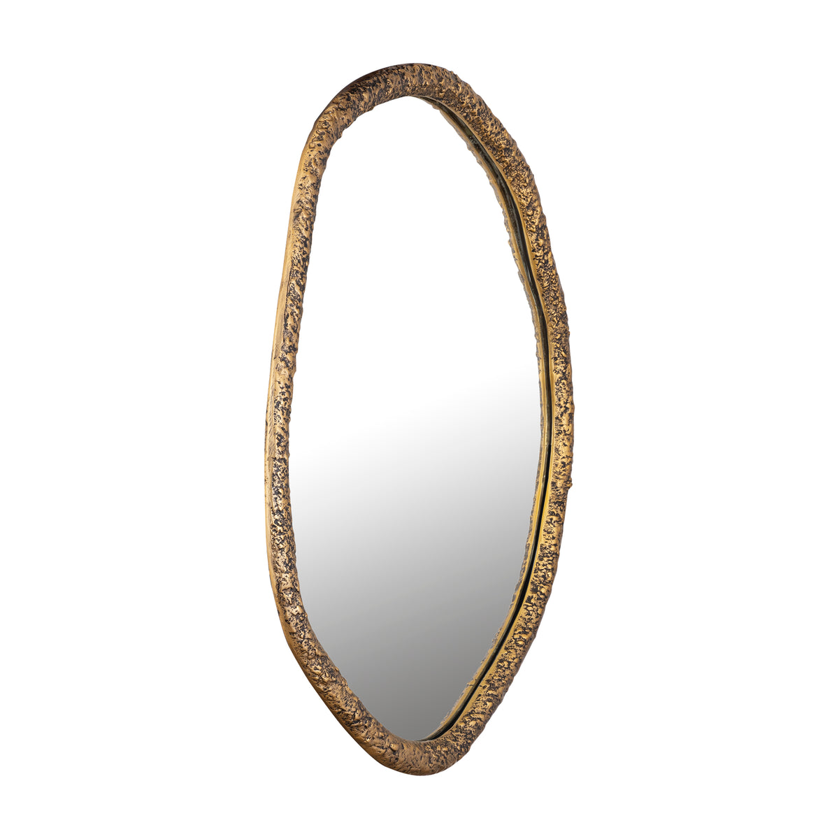 Lustro Paisley Brass o organicznym kształcie, okrągłe, 56 × 3 × 72 cm, PTMD