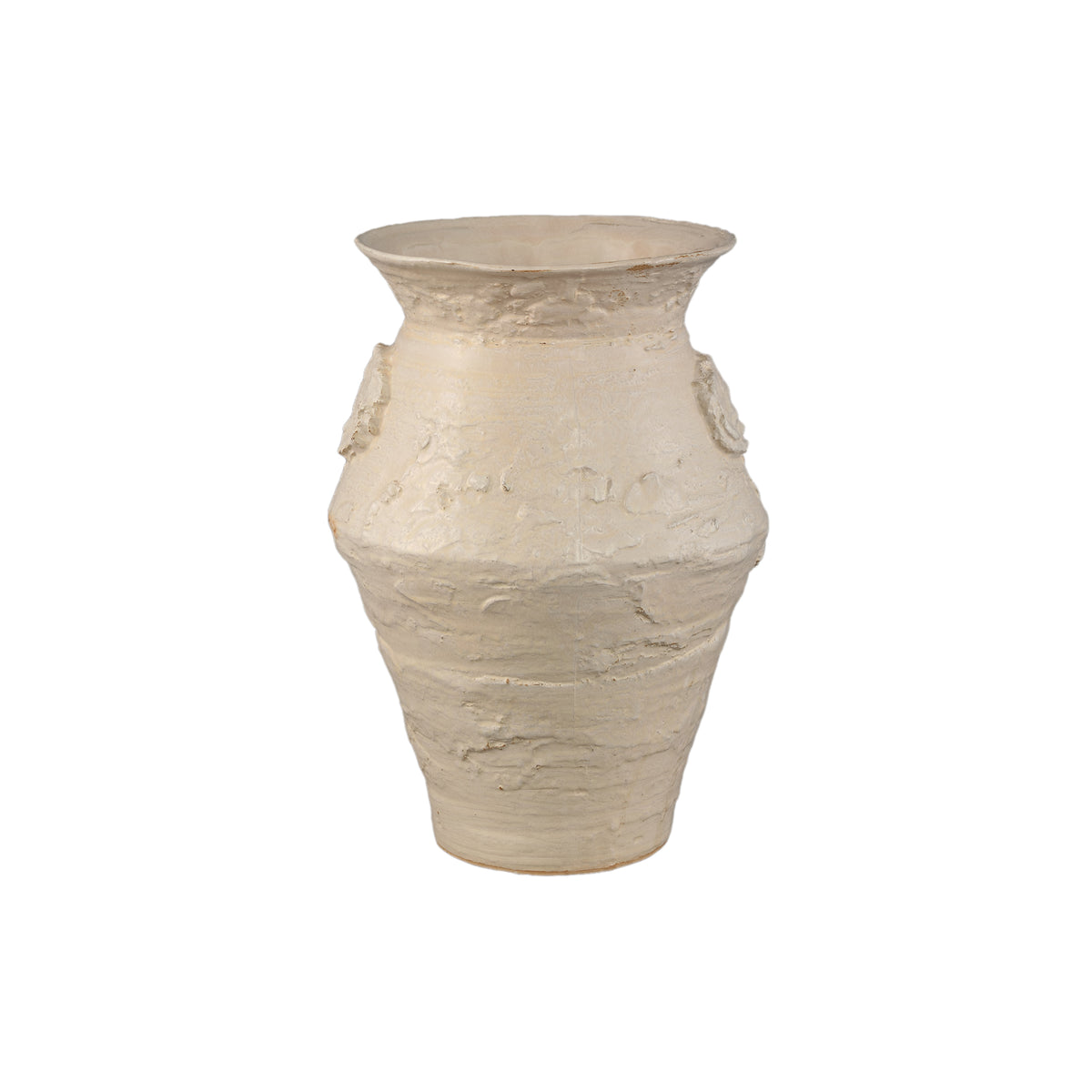 Doniczka Leandra Beżowa Okrągła Ceramiczna Surowa Struktura Large PTMD