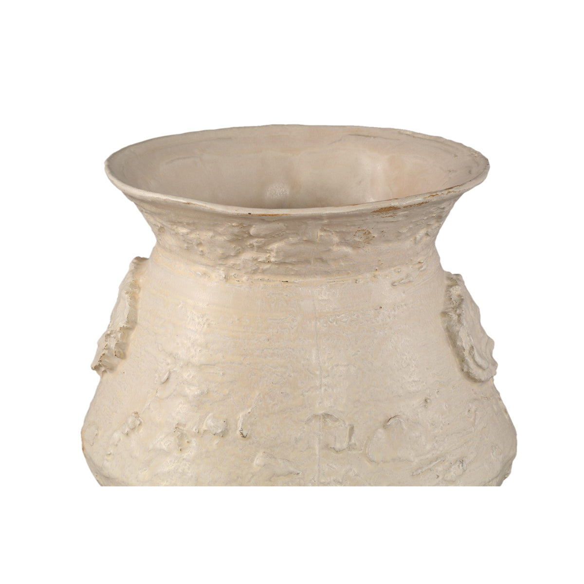 Doniczka Leandra Beżowa Okrągła Ceramiczna Surowa Struktura Large PTMD
