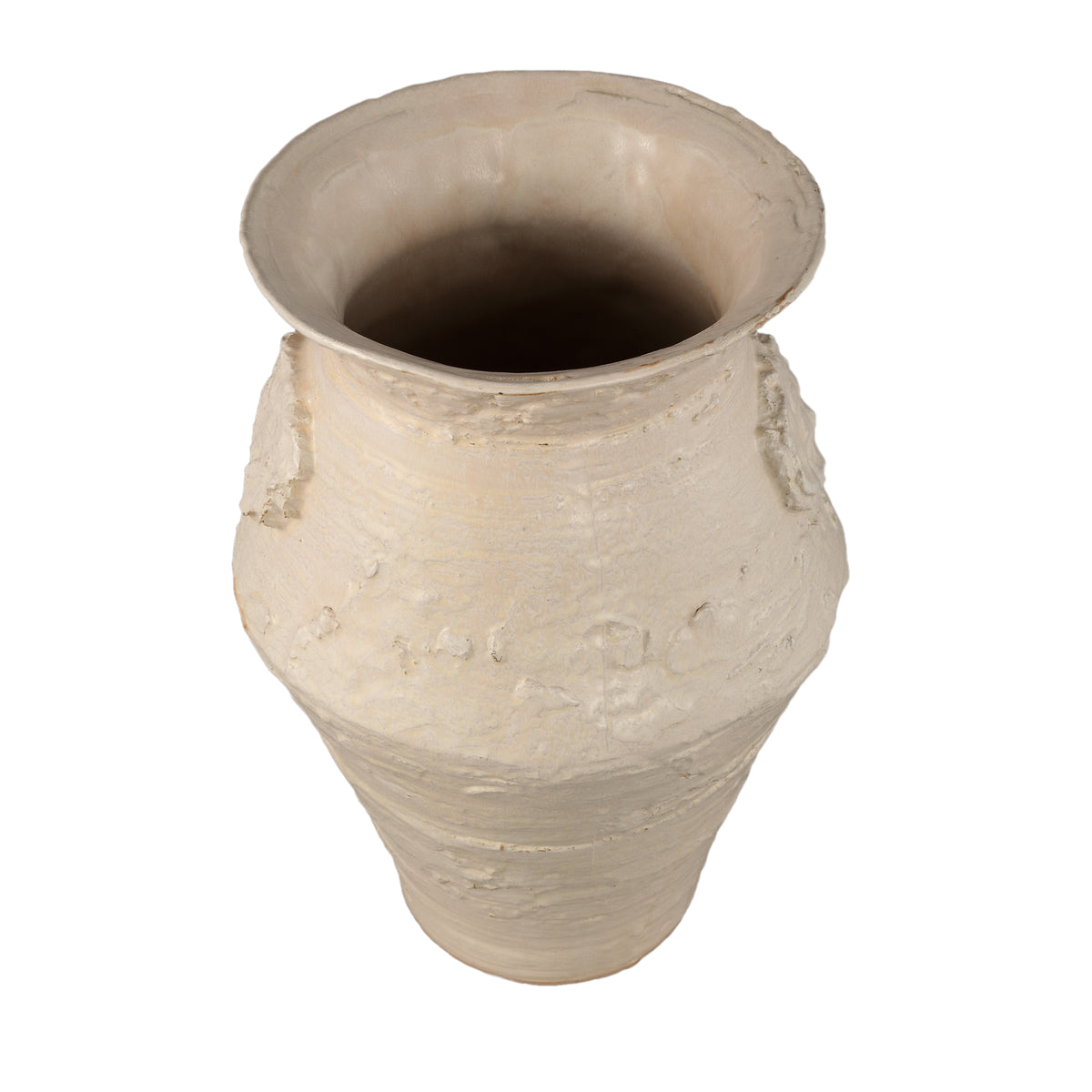 Doniczka Leandra Beżowa Okrągła Ceramiczna Surowa Struktura Large PTMD