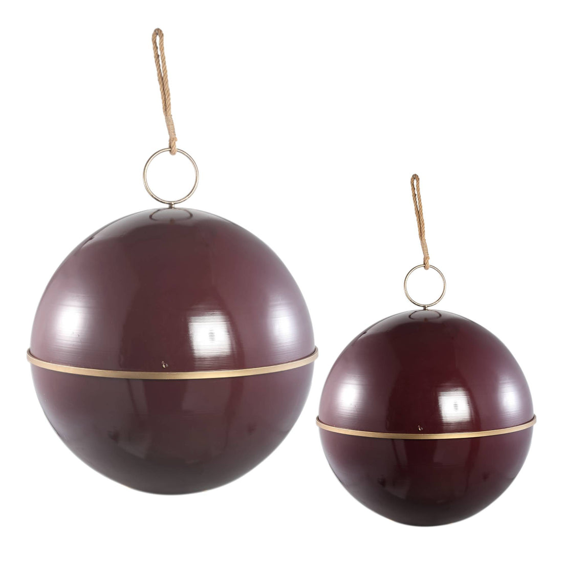 Zestaw 2 wiszących żeliwnych bombek choinkowych Alva Burgundy PTMD