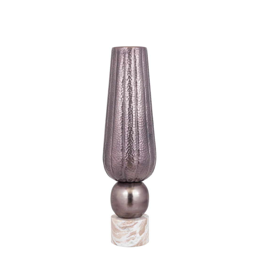 Wazon Marive Bronze z blachy aluminiowej na marmurowej podstawie, okrągły, średnica 20 x wysokość 76 cm, PTMD