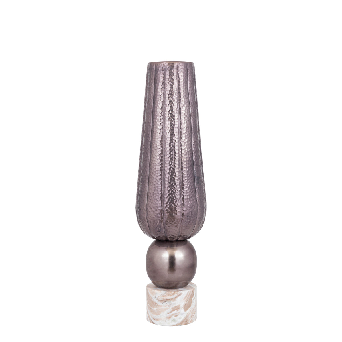 Wazon Marive Bronze z blachy aluminiowej na marmurowej podstawie, okrągły, średnica 20 x wysokość 76 cm, PTMD
