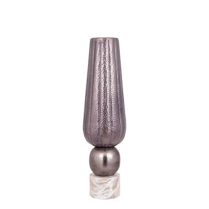 Wazon Marive Bronze z blachy aluminiowej na marmurowej podstawie, okrągły, średnica 20 x wysokość 76 cm, PTMD