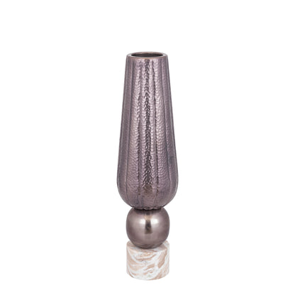 Wazon Marive Bronze z blachy aluminiowej na marmurowej podstawie, okrągły, średnica 20 x wysokość 76 cm, PTMD