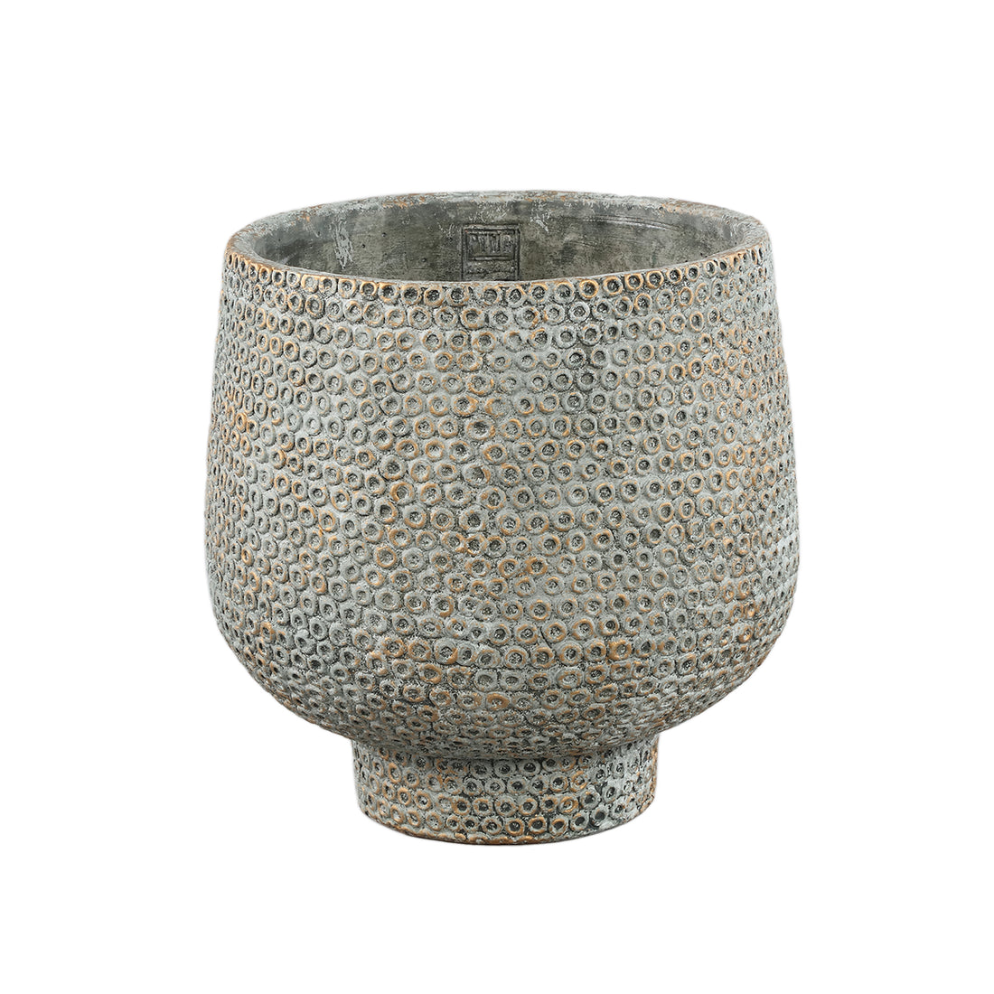 Laim Szary Betonowy Okrągły Doniczka Wzór Kropek Na Dnie XL Śred.30xWys.30cm PTMD