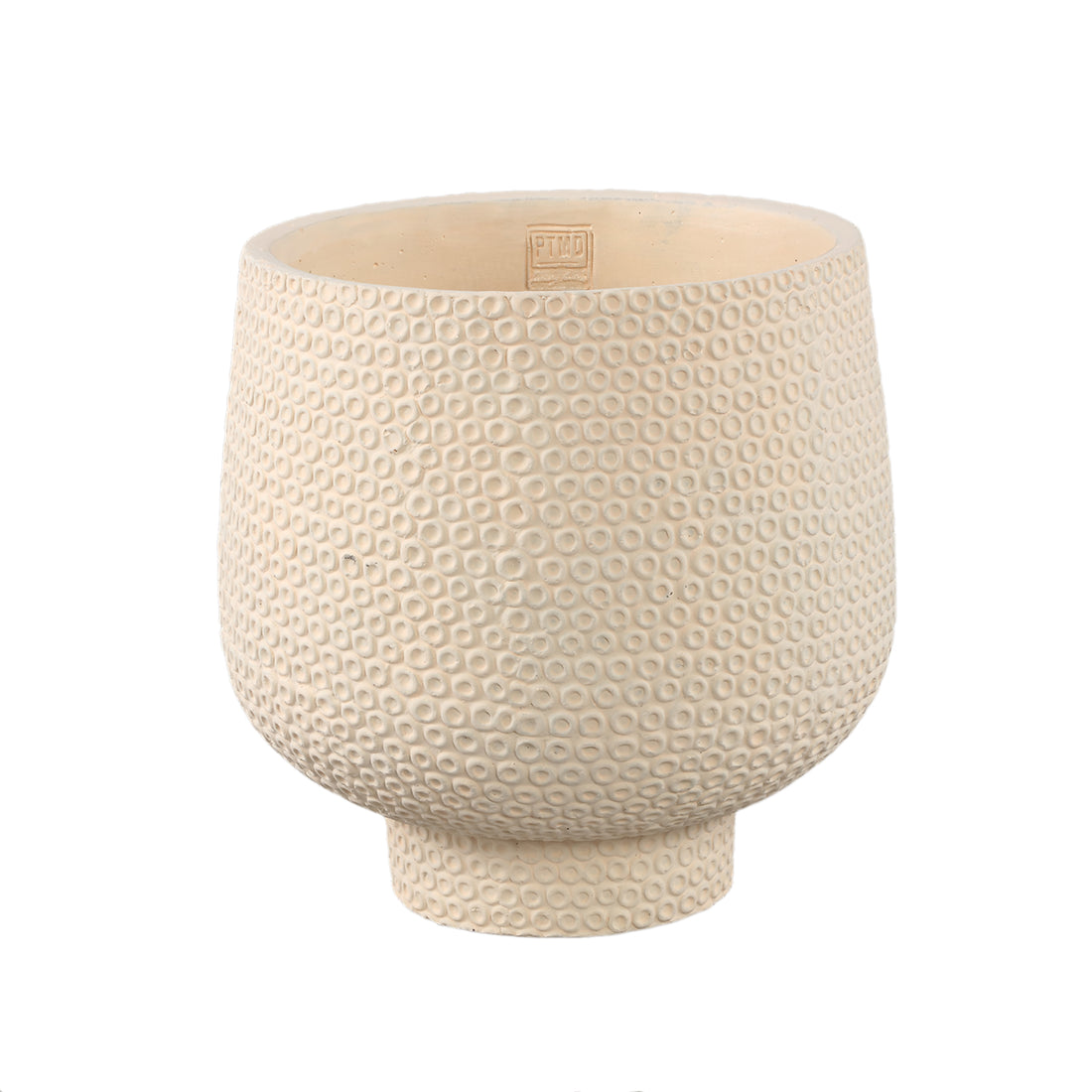 Laim Kremowy Cement Okrągły Doniczka Wzór Kropek Na DnieXL Śred.30xWys.30cm PTMD