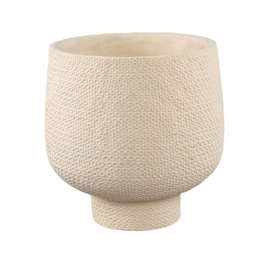 Laim Kremowy Cement Okrągły Doniczka Wzór Kropek PodstawaXXL Śred.40xWys.40cm PTMD
