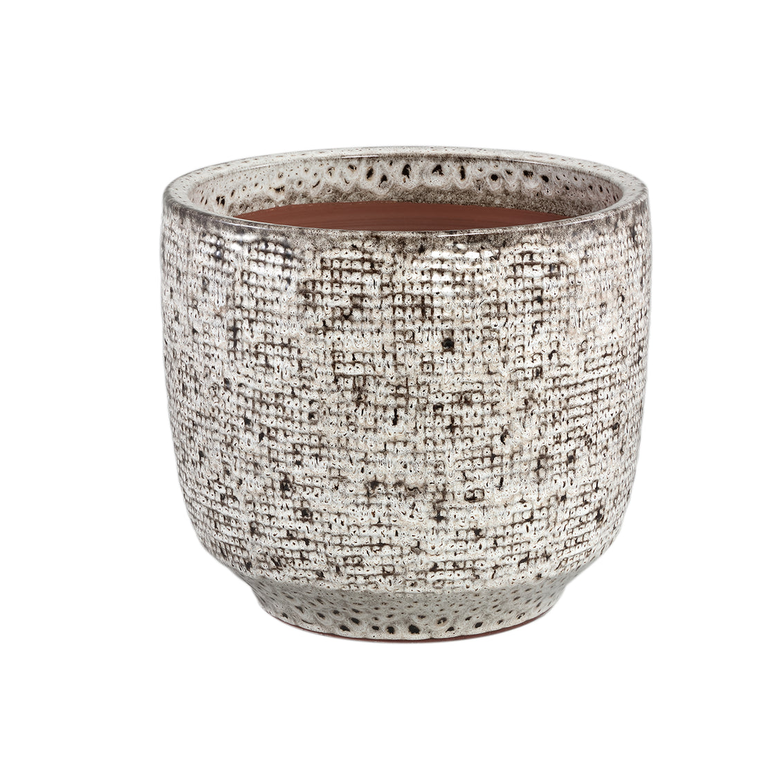Elana Biała Okrągła Doniczka Ceramiczna z Szarym Wzorem XL Śred. 39 x Wys. 35 cm PTMD