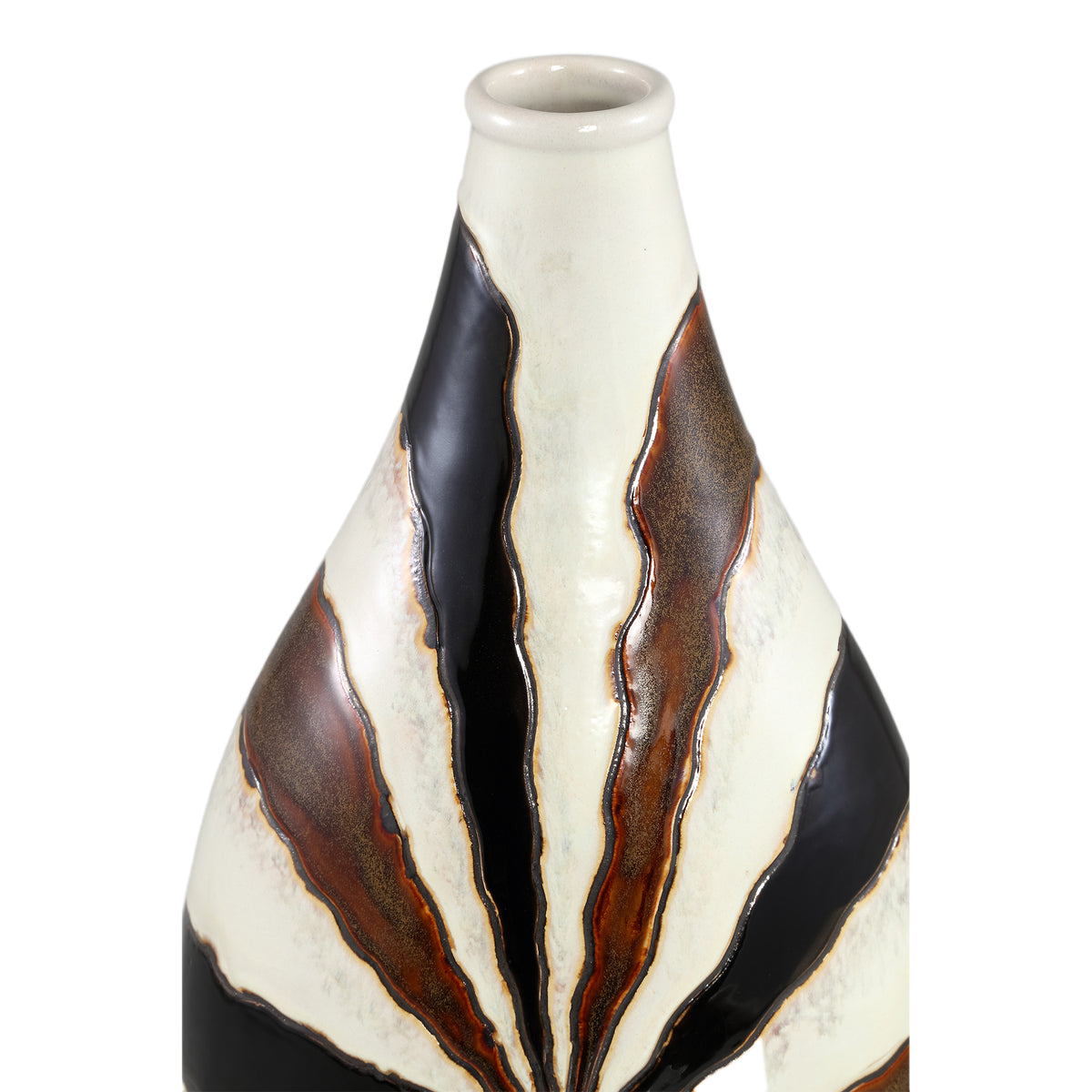 Evelin Ciemnobrązowa owalna waza ceramiczna z liniami S 23x15x44,5 cm PTMD