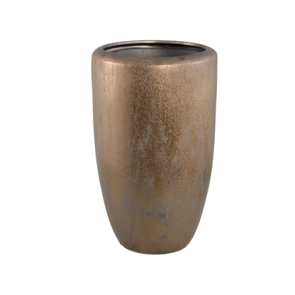 Kyleigh Okrągły ceramiczny doniczka w kolorze brązowym, gładki, wysoki, średnica 35 cm x wysokość 58 cm, PTMD