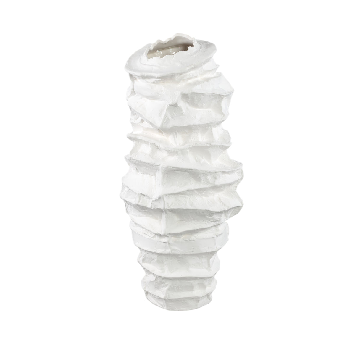 Aharon Wazon ceramiczny biały nieregularny wąski L 24x23x51cm PTMD