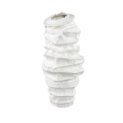 Aharon Wazon ceramiczny biały nieregularny wąski L 24x23x51cm PTMD