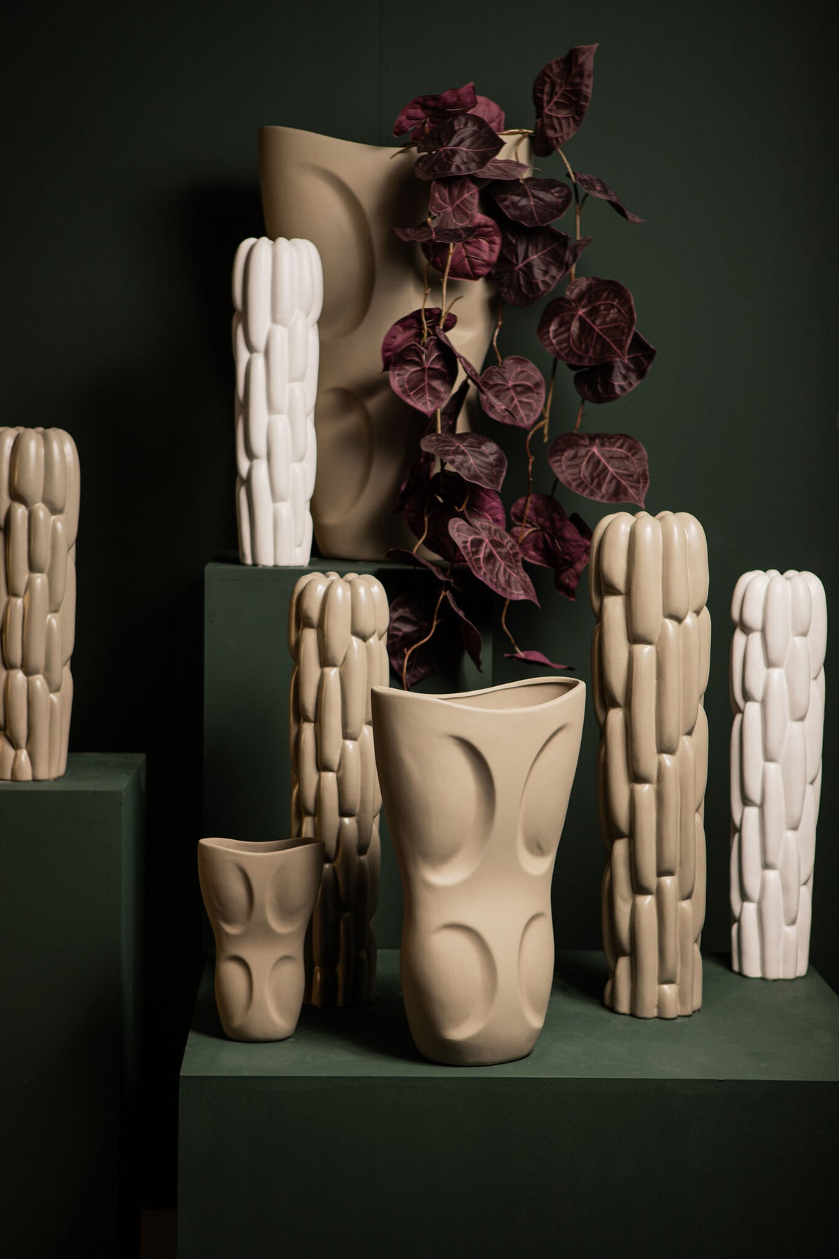 Dayna Szara Owalna Waza Ceramiczna Large PTMD